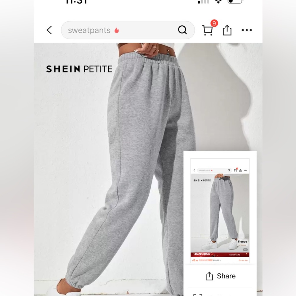 SHEIN Light Gray Joggers girls women’s XXS petite sweatpants casual athleisure - Picture 9 of 10